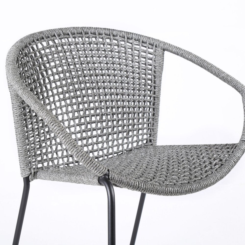 Set of Two 25" Gray Metal Outdoor Dining Chair