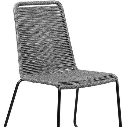 Set of Two 23" Gray Metal Outdoor Dining Chair