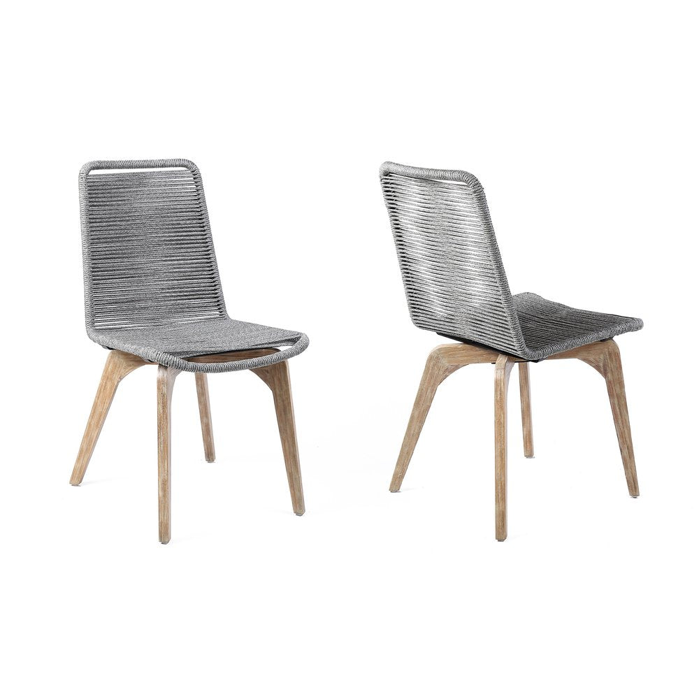 Set of Two 18" Gray Solid Wood Outdoor Dining Chair