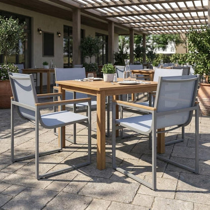 Set of Two 22" Light Gray Metal Outdoor Dining Chair