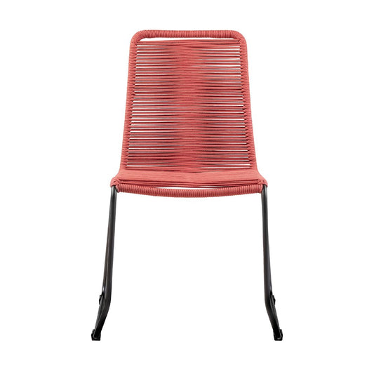 Set of Two 23" Red Metal Outdoor Dining Chair