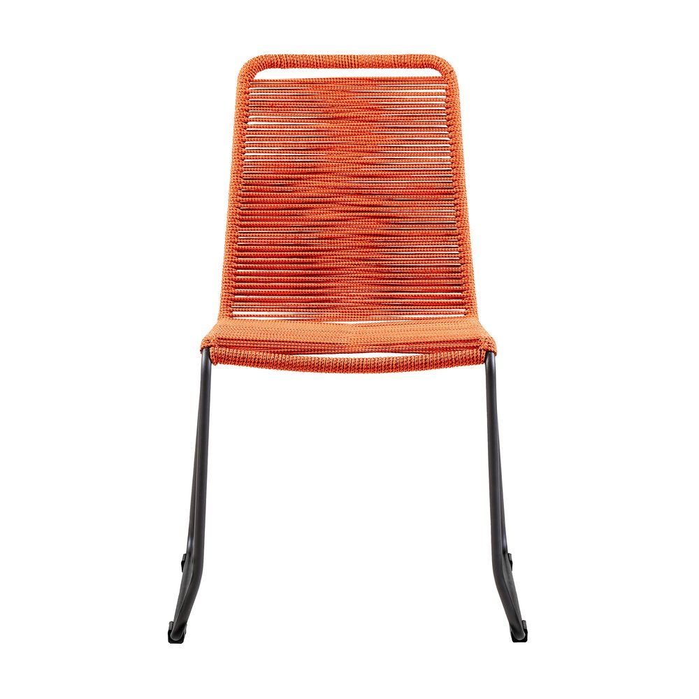 Set of Two 23" Tangerine Metal Outdoor Dining Chair