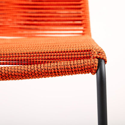 Set of Two 23" Tangerine Metal Outdoor Dining Chair