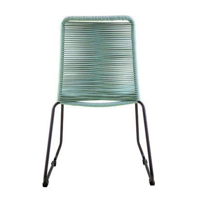Set of Two 23" Green Metal Outdoor Dining Chair
