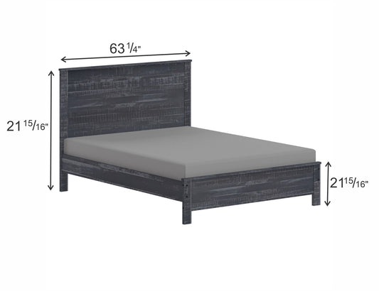 Gray Shiplap Texture Distressed Solid Wood Queen Bed Frame