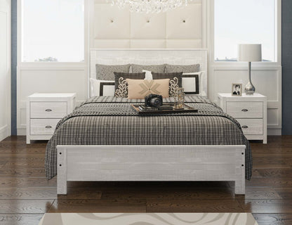 White Solid Wood Full Double Bed Frame