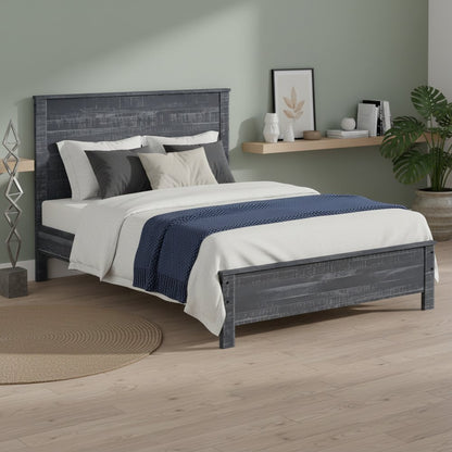 Grey Solid Wood Full Double Bed Frame