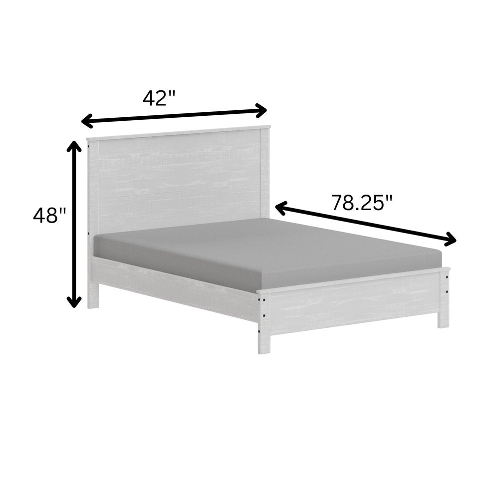 White Shiplap Texture Distressed Solid Wood Twin Bed Frame