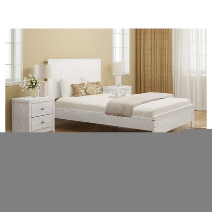 White Shiplap Texture Distressed Solid Wood Twin Bed Frame