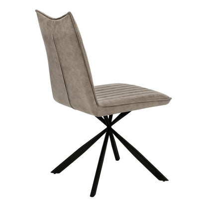 Set of Two Tufted Taupe And Black Upholstered Faux Leather Dining Parsons Chairs