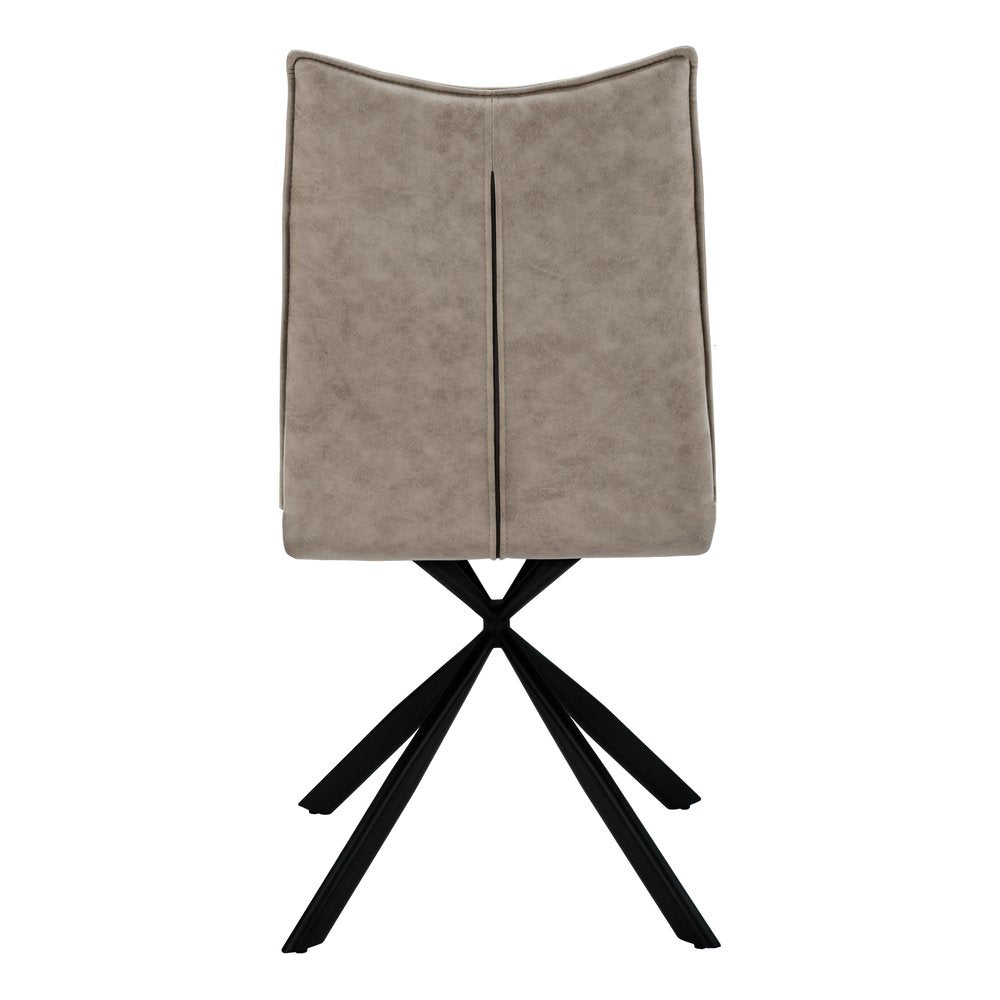 Set of Two Tufted Taupe And Black Upholstered Faux Leather Dining Parsons Chairs
