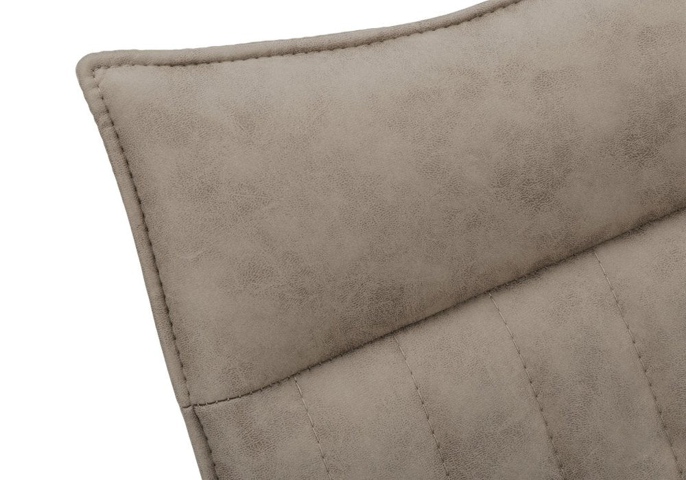 Set of Two Tufted Taupe And Black Upholstered Faux Leather Dining Parsons Chairs