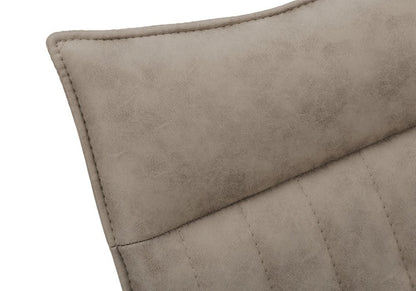 Set of Two Tufted Taupe And Black Upholstered Faux Leather Dining Parsons Chairs