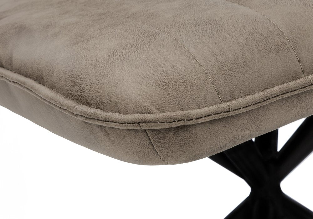 Set of Two Tufted Taupe And Black Upholstered Faux Leather Dining Parsons Chairs