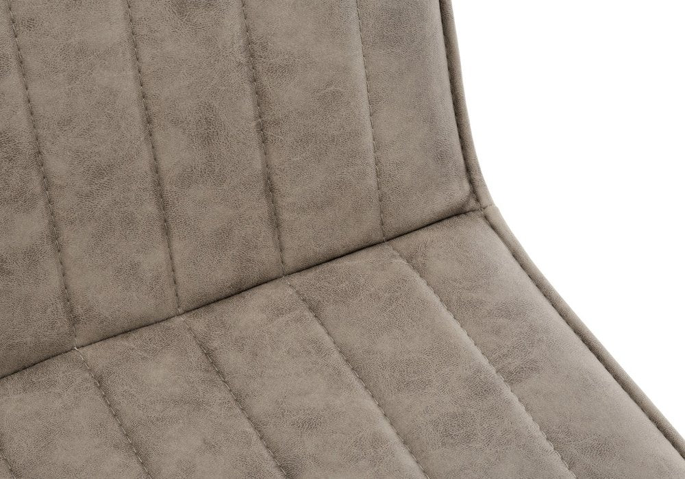 Set of Two Tufted Taupe And Black Upholstered Faux Leather Dining Parsons Chairs