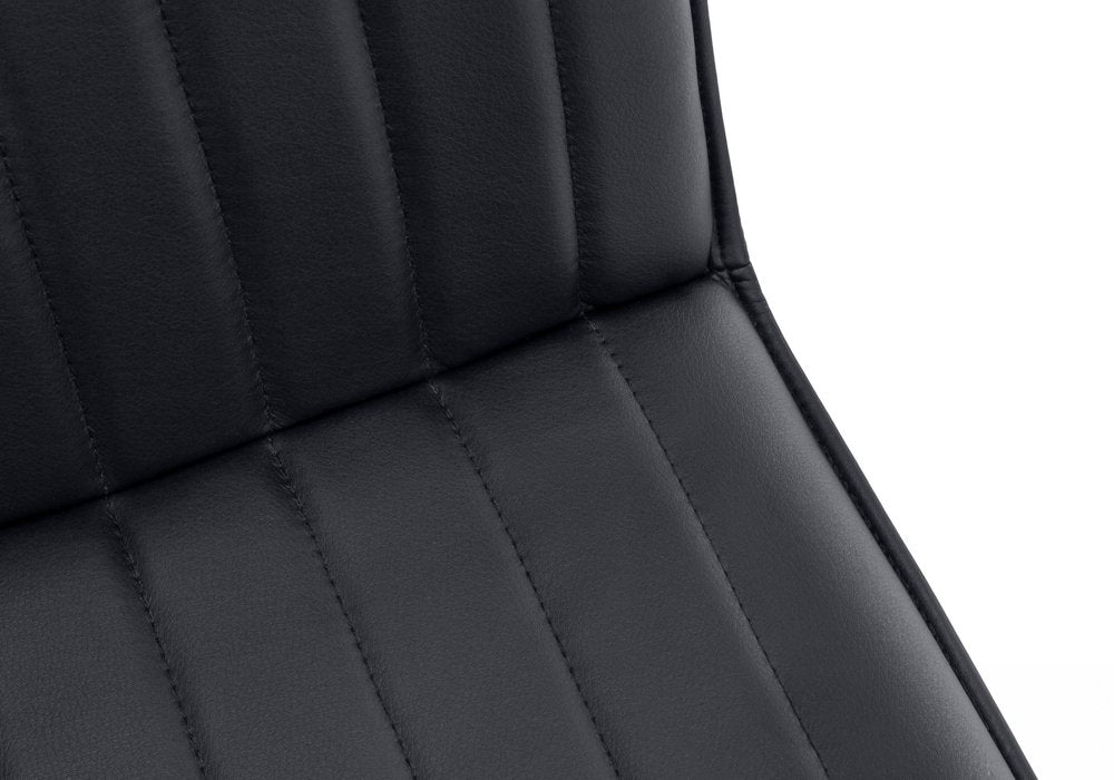 Set of Two Tufted Black And Silver Upholstered Faux Leather Dining Parsons Chairs