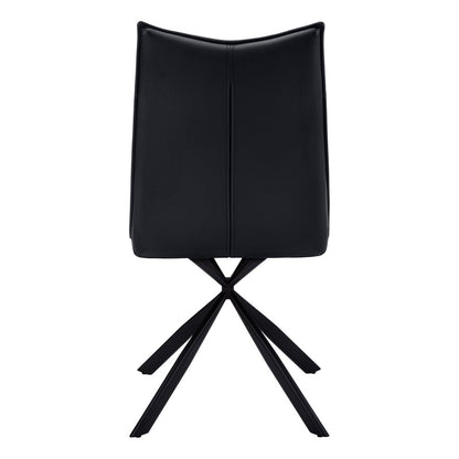 Set of Two Tufted Black Upholstered Faux Leather Dining Parsons Chairs