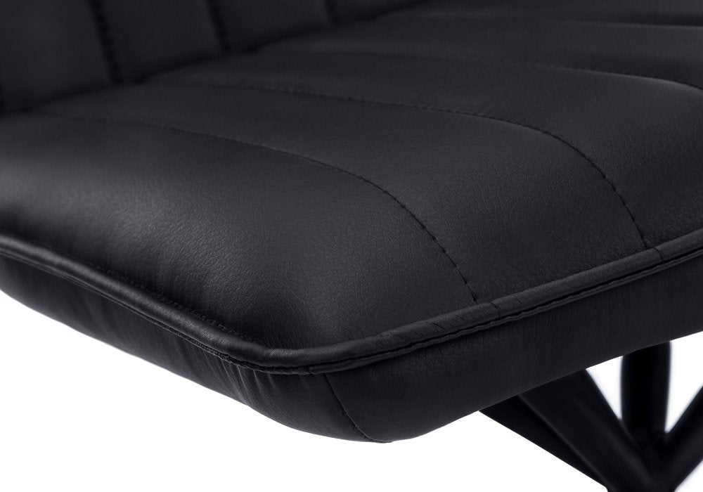 Set of Two Tufted Black Upholstered Faux Leather Dining Parsons Chairs