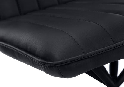 Set of Two Tufted Black Upholstered Faux Leather Dining Parsons Chairs