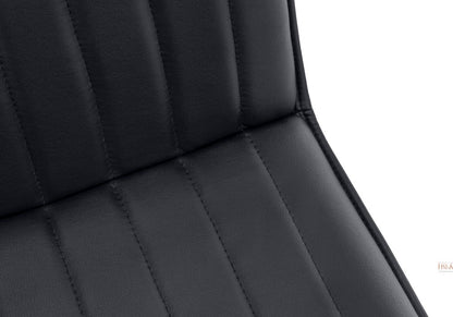 Set of Two Tufted Black Upholstered Faux Leather Dining Parsons Chairs