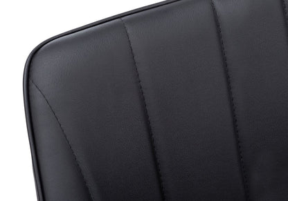 Set of Two Tufted Black Upholstered Faux Leather Dining Arm Chairs