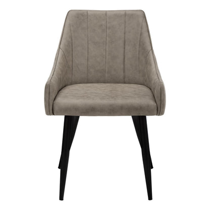 Set of Two Tufted Taupe And Black Upholstered Fabric Dining Arm Chairs