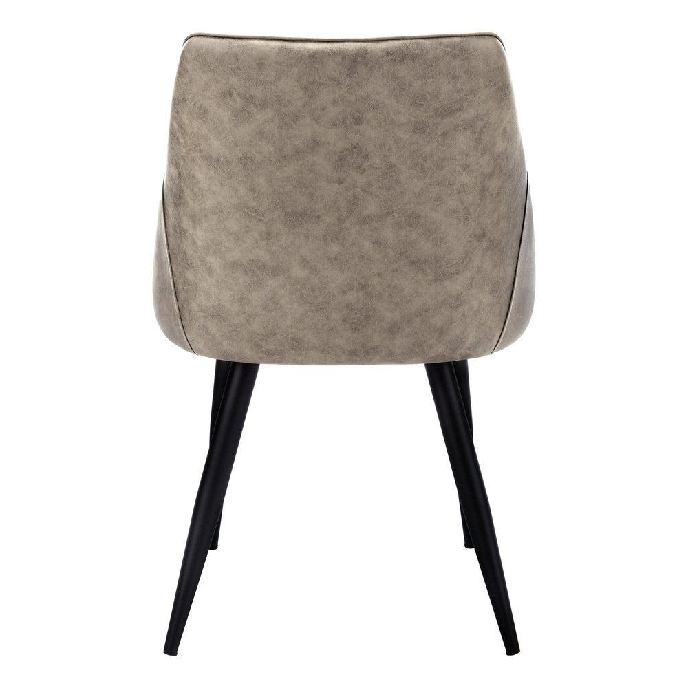 Set of Two Tufted Taupe And Black Upholstered Fabric Dining Arm Chairs