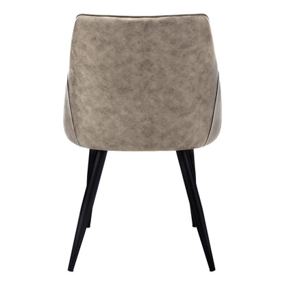 Set of Two Tufted Taupe And Black Upholstered Fabric Dining Arm Chairs