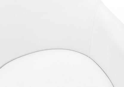 Set of Two White And Silver Upholstered Faux Leather Dining Arm Chairs