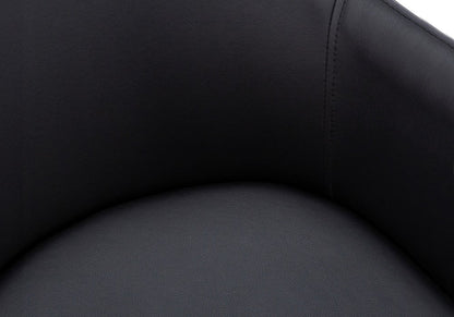 Set of Two Black Upholstered Faux Leather Dining Arm Chairs