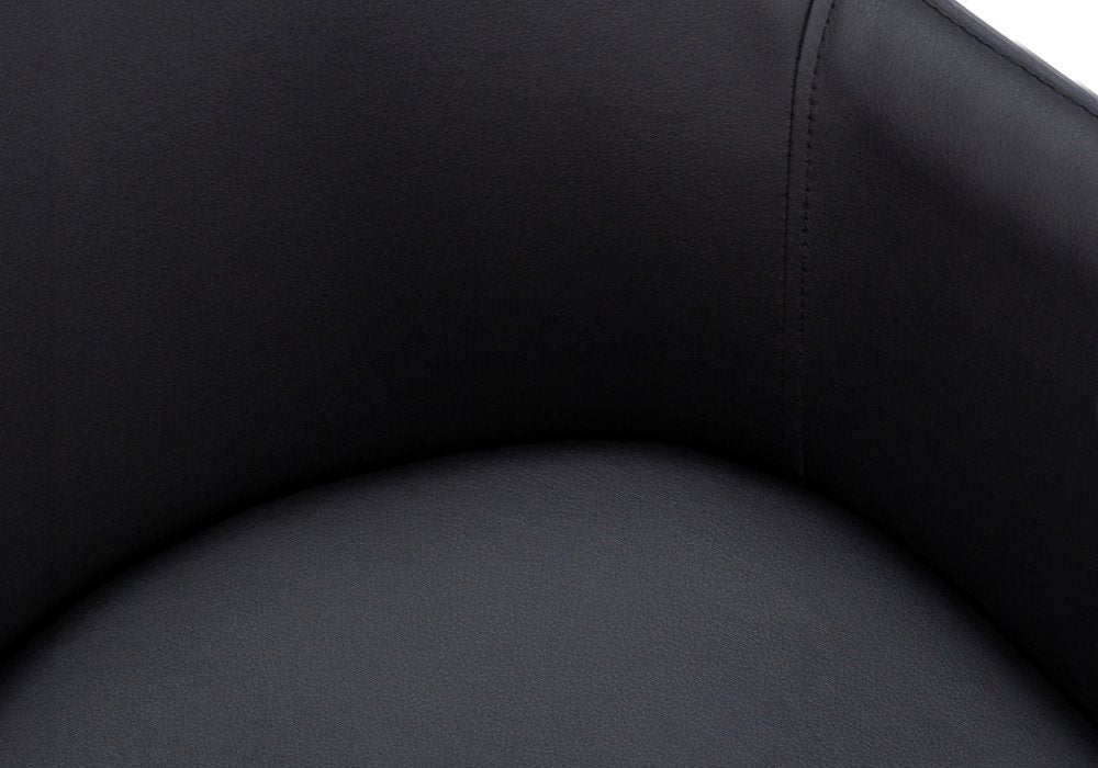 Set of Two Black Upholstered Faux Leather Dining Arm Chairs