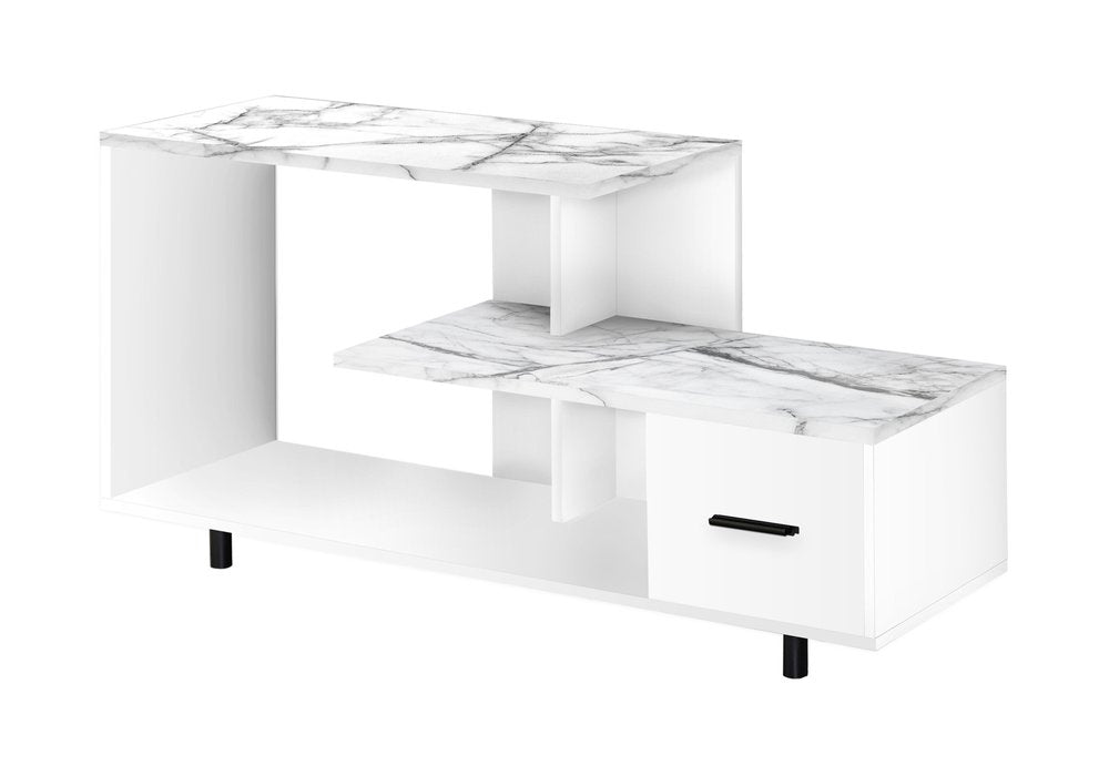 47" White Cabinet Enclosed Storage TV Stand