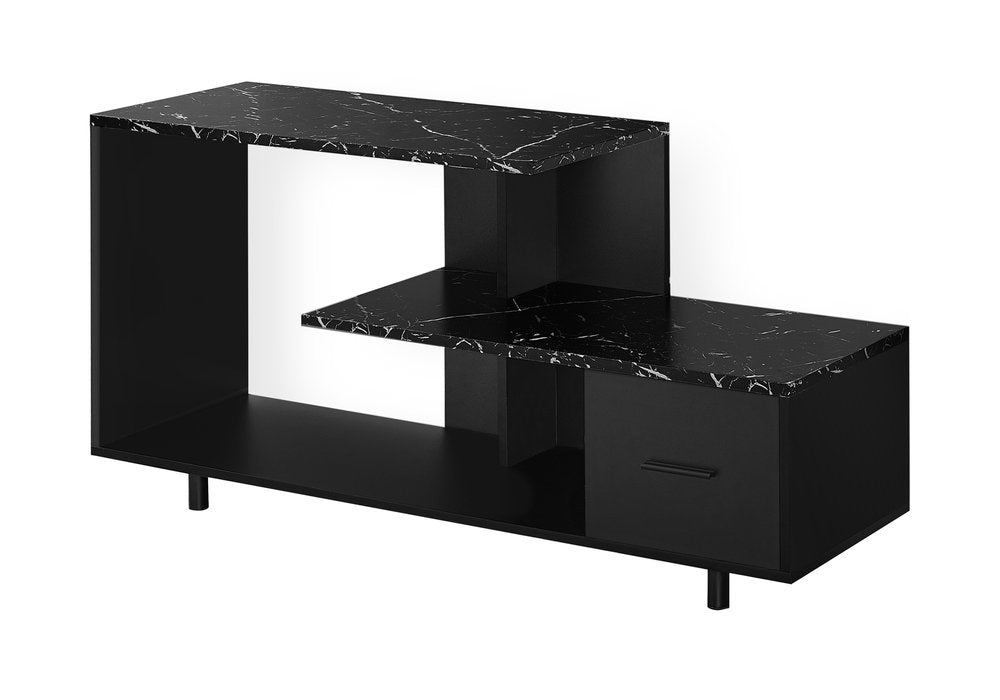47" Black Cabinet Enclosed Storage TV Stand
