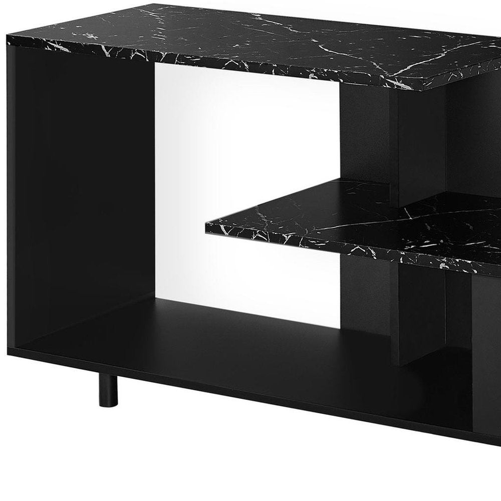 47" Black Cabinet Enclosed Storage TV Stand