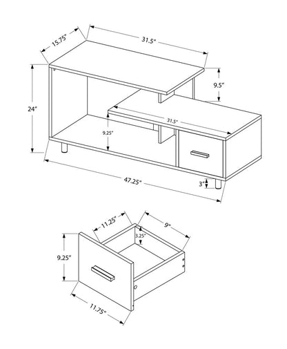 47" Brown Cabinet Enclosed Storage TV Stand
