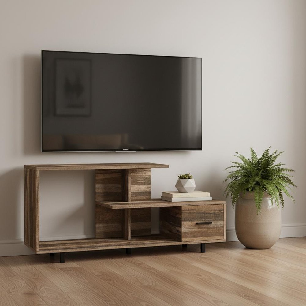 47" Brown Cabinet Enclosed Storage TV Stand