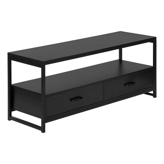 47" Black Cabinet Enclosed Storage TV Stand