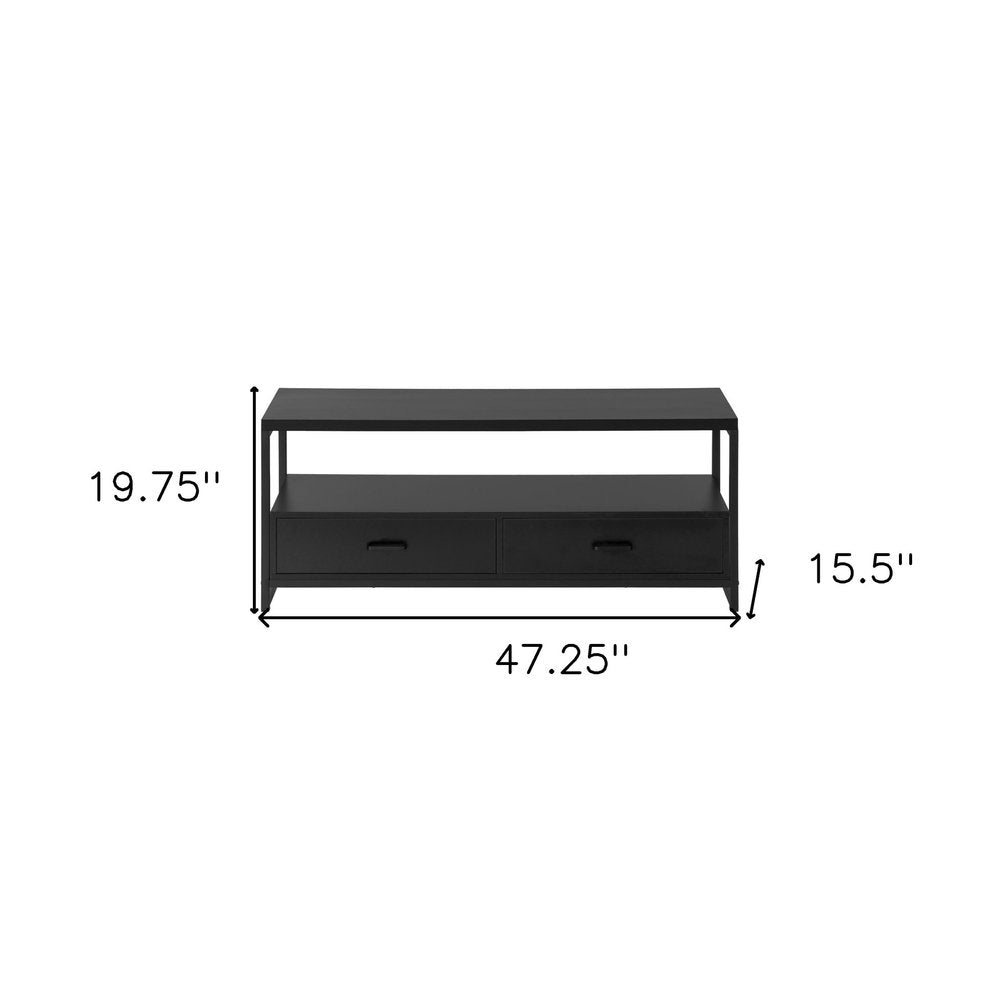 47" Black Cabinet Enclosed Storage TV Stand