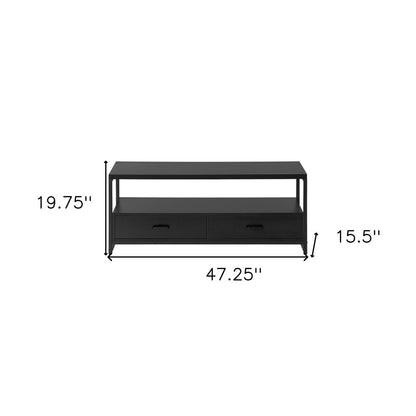 47" Black Cabinet Enclosed Storage TV Stand