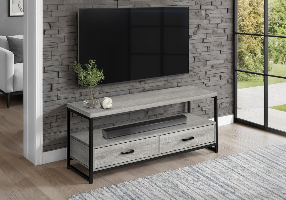 47" Gray Cabinet Enclosed Storage TV Stand