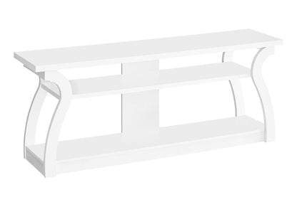 60" White Wood Open Shelving TV Stand