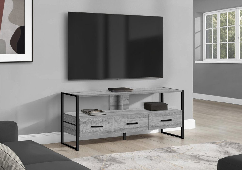 49" Gray Cabinet Enclosed Storage TV Stand