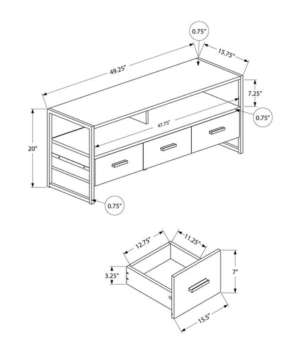 49" Gray Cabinet Enclosed Storage TV Stand