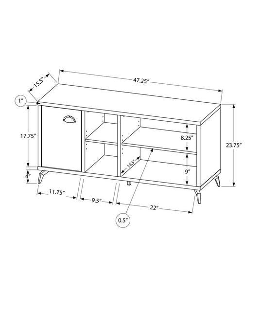 47" Gray And White Wood Enclosed and Open Storage TV Stand