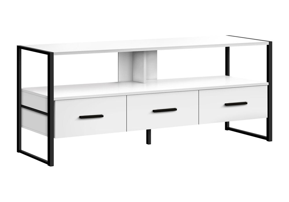 49" White Cabinet Enclosed Storage TV Stand