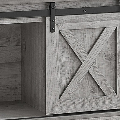59" Gray Cabinet Enclosed Storage TV Stand