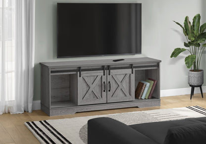 59" Gray Cabinet Enclosed Storage TV Stand