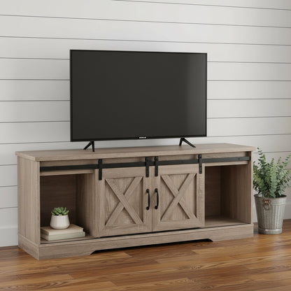 59" Deep Taupe Cabinet Enclosed Storage TV Stand