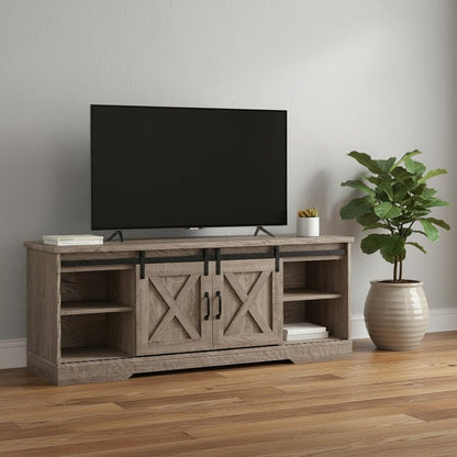 59" Deep Taupe Cabinet Enclosed Storage TV Stand