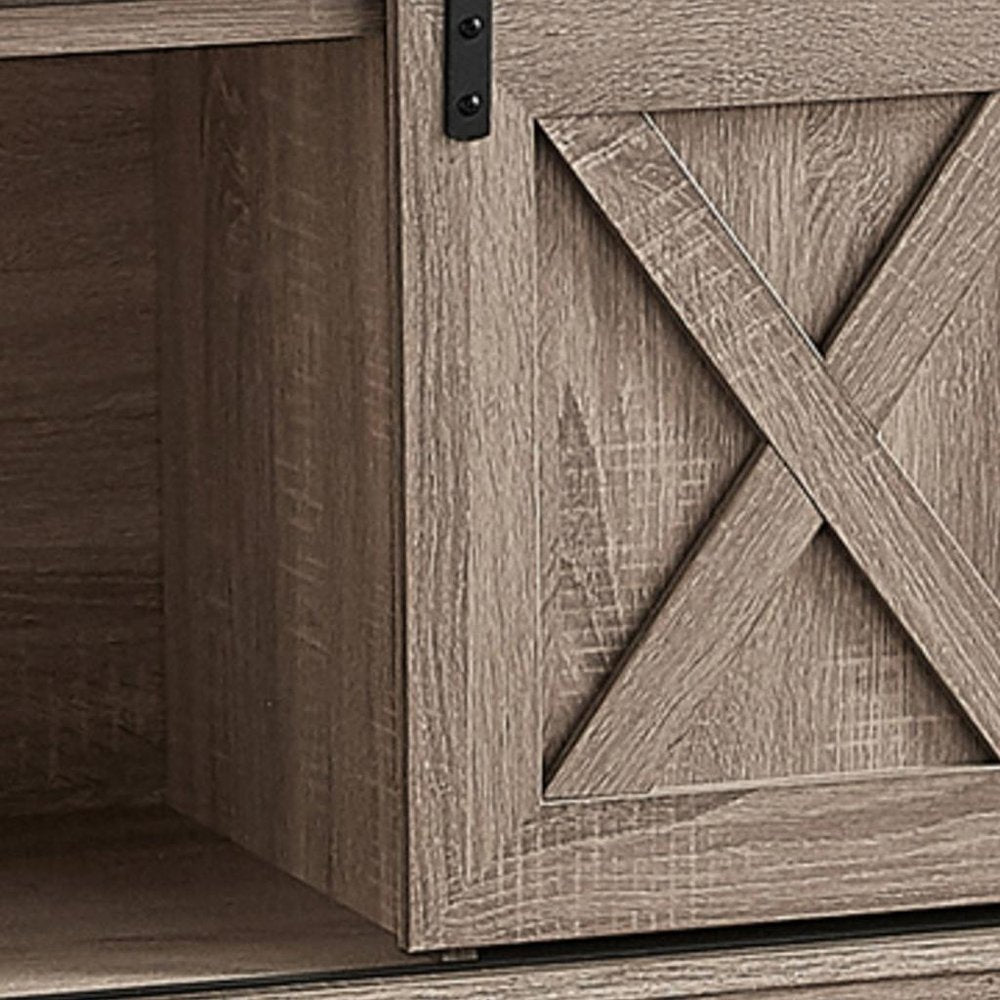 59" Deep Taupe Cabinet Enclosed Storage TV Stand